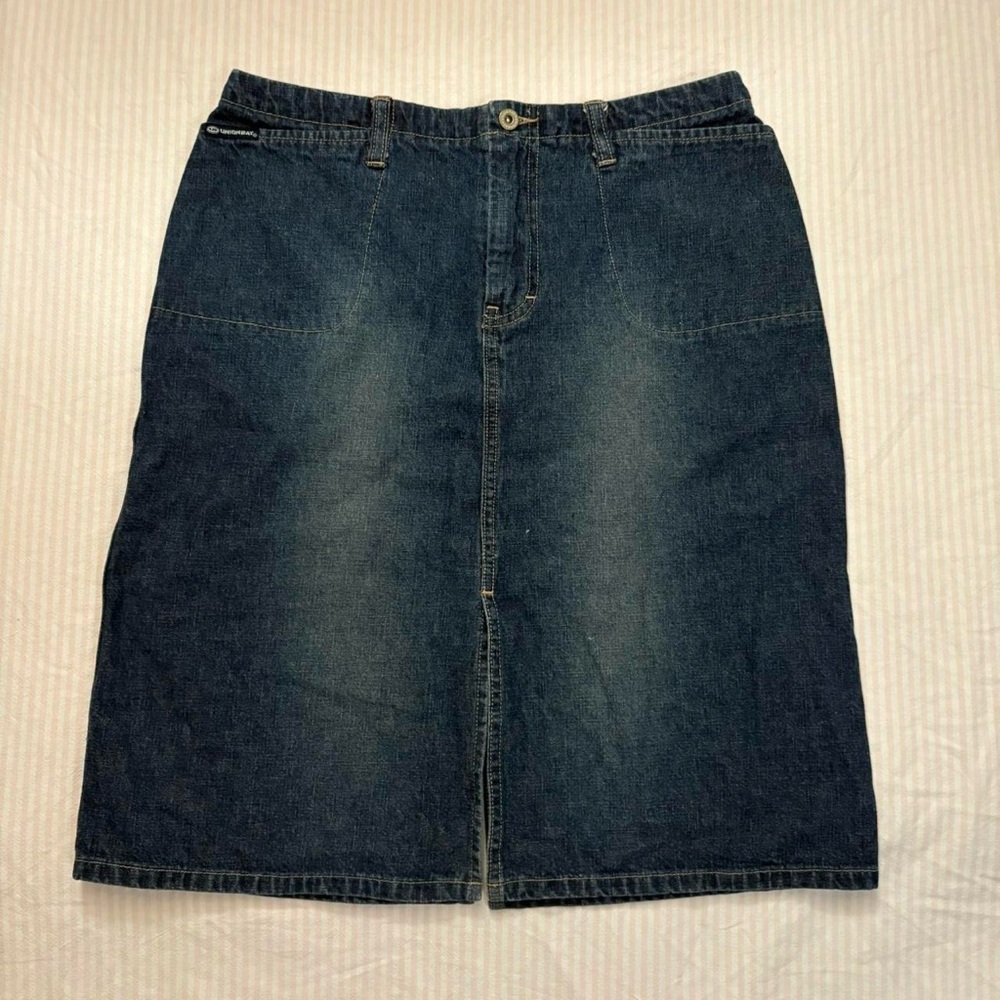 Unionbay dark wash midi skirt
